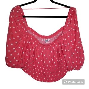 AFRM NWT Blouson Puff Short Sleeve Polka Dot Top